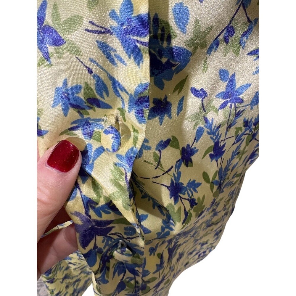 Cacique Sleepshirt Nightgown Womens Plus 14/16 Green Blue Floral Button - Picture 3 of 7